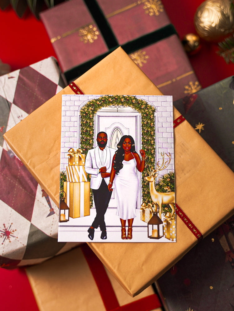 Black Couple - Christmas Greeting Card