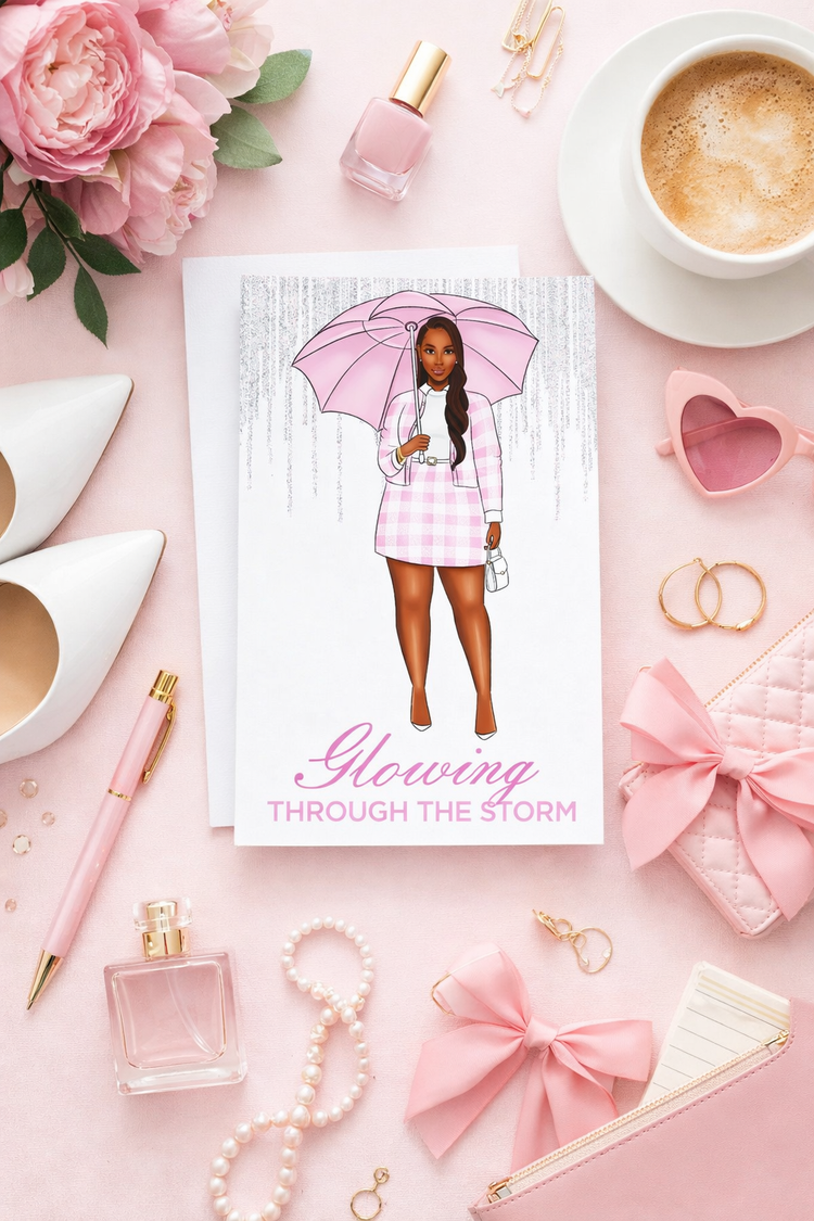 Glowing Through the Storm Greeting Card – Elegant Encouragement Card for Her