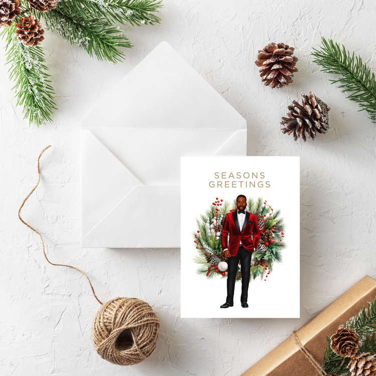 Season's Greetings Christmas Card- Christmas Card for Men