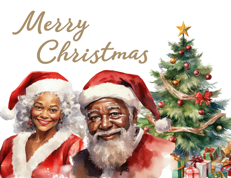 Black Santa & Mrs.Claus Merry Christmas Card