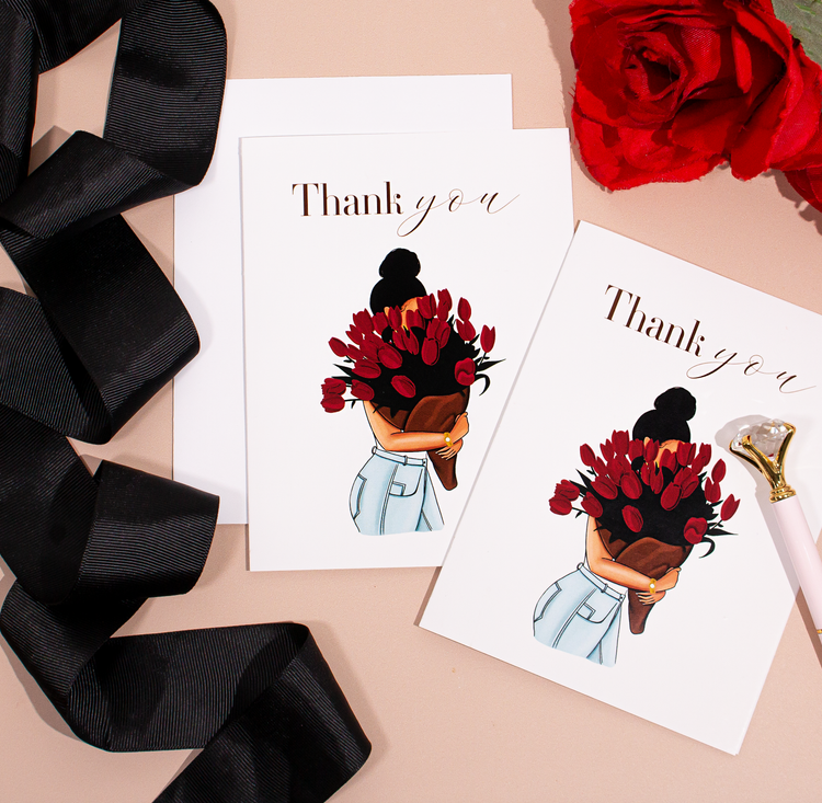 Thank You Bouquet Card for Her | Red Tulip Appreciation Card