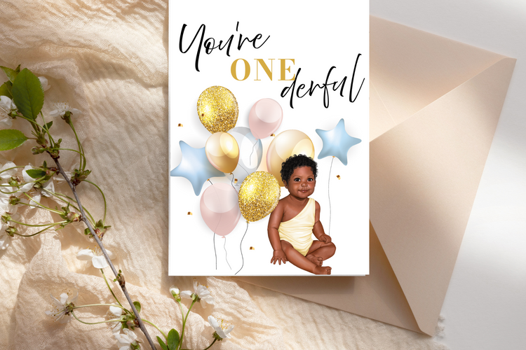 First Birthday Card - You're ONEderful