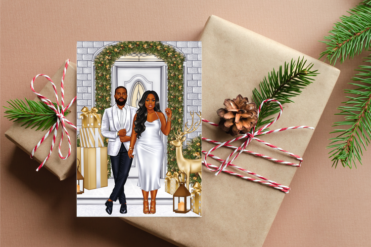 Black Couple - Christmas Greeting Card