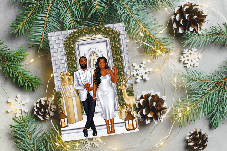 Black Couple - Christmas Greeting Card
