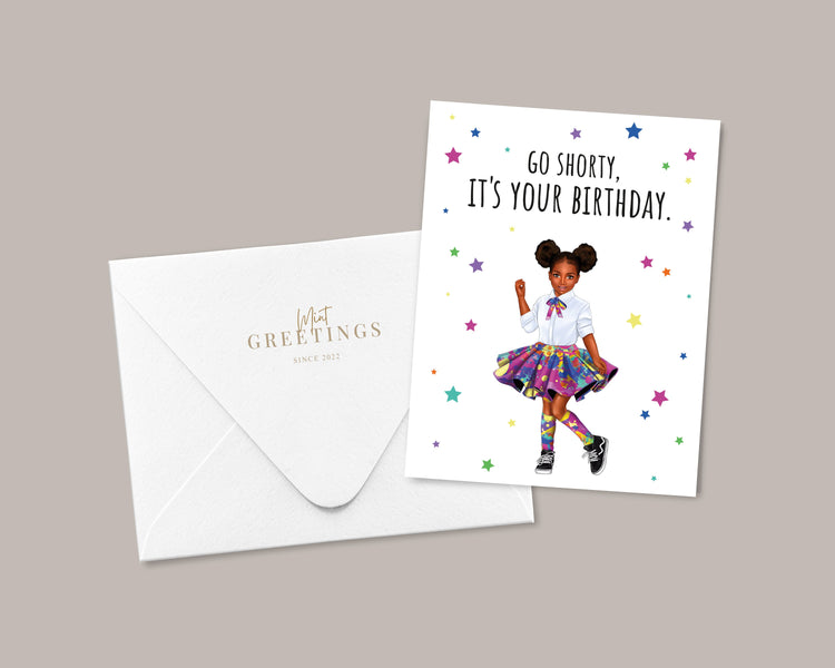Little Black Girl Happy Birthday Card