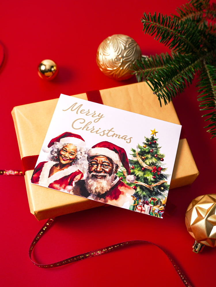 Black Santa & Mrs.Claus Merry Christmas Card