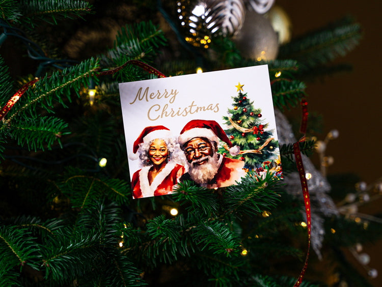 Black Santa & Mrs.Claus Merry Christmas Card