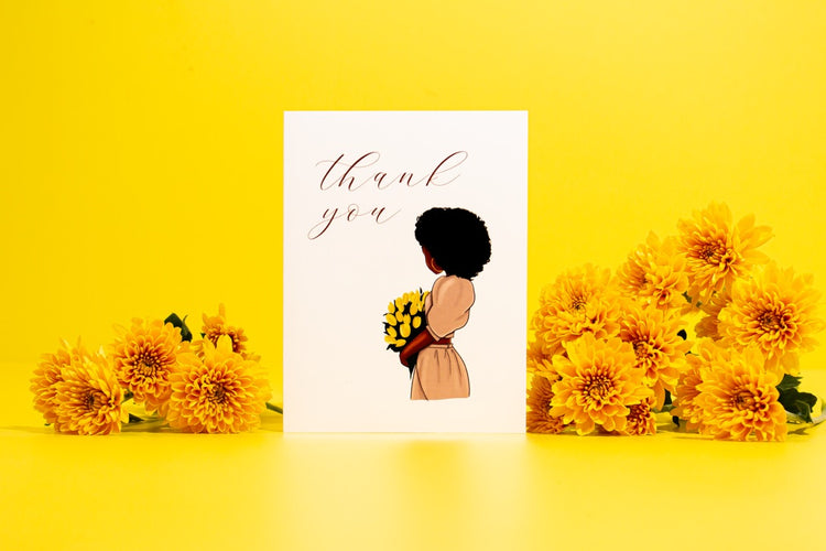 Black Woman Sunflower Thank You Card