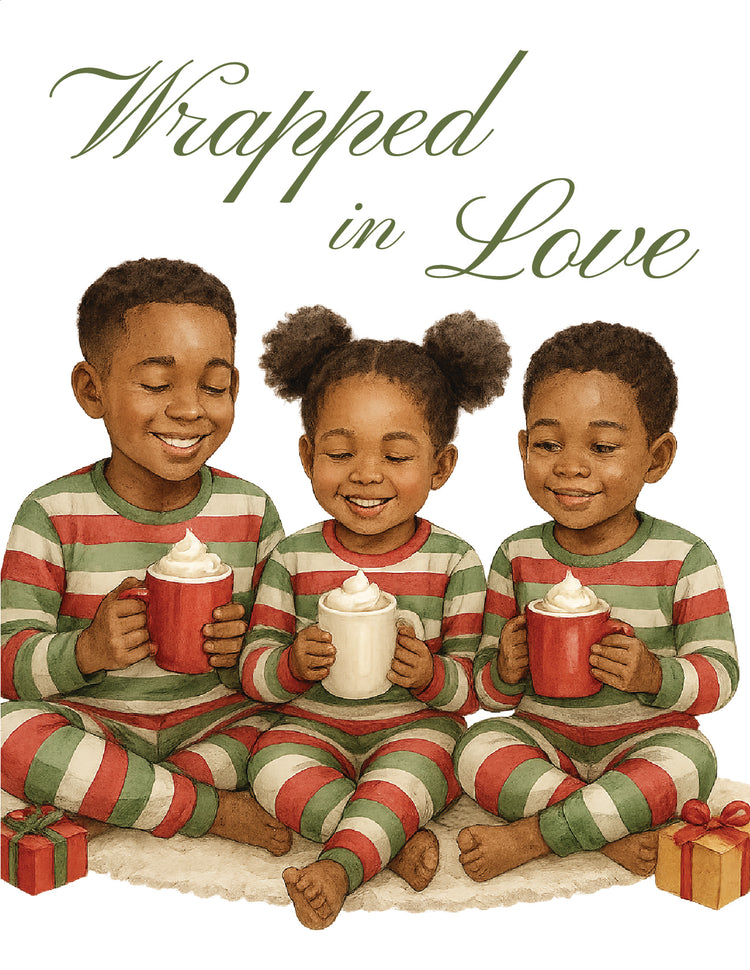 Wrapped in Love – Black Children Christmas Greeting Card